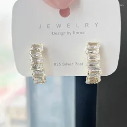 Stud Earrings Korean Arc Exquisite Zircon For Women Luxury High Grade Geometric Fashion Jewelry Party Wedding Gift Wholesale