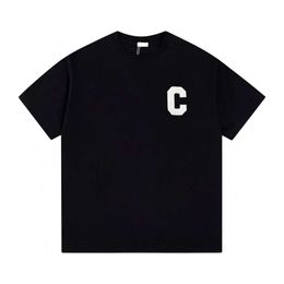 Designer Luxury Celins Classic Summer High-quality Round Neck Letter Patch Embroidered Loose Casual Short Men's and Women's T-shirt Same Style