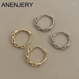 Hoop Earrings ANENJERY Silver Colour Link Chain For Women Men Punk Party Chic Rock Ear Buckle Jewellery Gift Aros Mujer