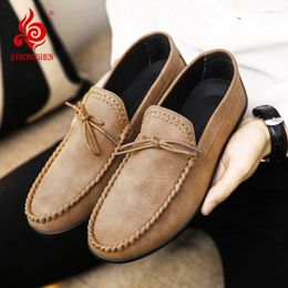 Casual Shoes STRONGSHEN Men Leather Soft Loafers Italian Moccasins Breathable Slip On Driving Plus Size