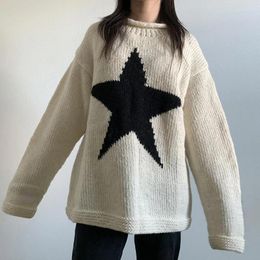 Women's Sweaters Doury Star Pattern Harajuku Vintage Aesthetics Jumpers Grunge Retro Knit Sweater Autumn Winter Baggy Pullovers Tops