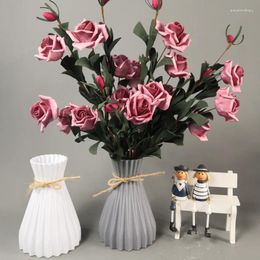 Vases Nordic Imitation Ceramic High Quality Plastic Flower Pot Wedding Home Decor Wet And Dry Container Hydroponic Vase