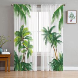 Curtain Beach Coconut Tree Summer Sheer Curtains For Living Room Decoration Window Kitchen Tulle Voile Organza