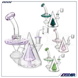 Special loophole design 6.5 Inch DAB Rig Glass Smoking Water Pipe oil burner pipe recycler bong With 14mm Quartz Banger