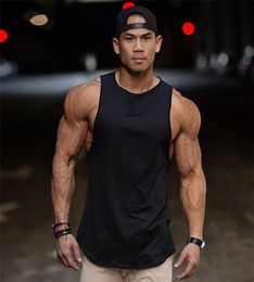 Men039s Tank Tops Brand Gym Clothing Mens Singlets Bodybuilding Stringer Top Men Cotton Fitness Sleeveless Shirt Muscle Vest Pl5558207