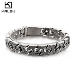 Kalen 13mm Vintage Chain Mens 316L Stainless Steel Bracelet Punk Style Accessories Party Gift Jewelry 240521