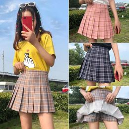 Skirts Fashion Summer Women's High Waist Plaid Skirt A-line Pleated Shorts Women Cute Sweet Girls Casual Kawaii