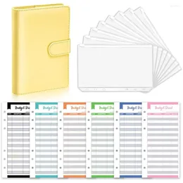 Gift Wrap A6 PU Leather Ring Binder For Bill Planner Waterproof Cash Budget Envelopes System Yellow