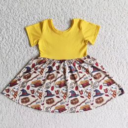 Stampa di cartoni animati di alta qualità Halloween Flipkart Anarkali Kurti Set per la boutique per abiti a maniche corte per ragazze per bambini