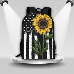 Backpack Coloranimal Brand Design Fashion Women's Large-capacity School Bag Sunflower Black And White Stripes Printed Travel