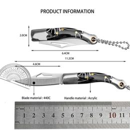 Outdoor Mini Key Camping Portable Acrylic Handle Multi functional Small Folding Pocket Fruit Knife