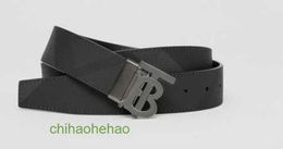 Designer BBorbaroy belt fashion buckle genuine leather interest | Double sided logo charcoal gray plaid waistband 80653391