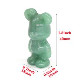 1.5" Gloomy Bear Natural Stone Rose Quartz Crystal Carved Reiki Healing Figurine Crafts Toy Kids Birthday Holiday Gift Wholesale