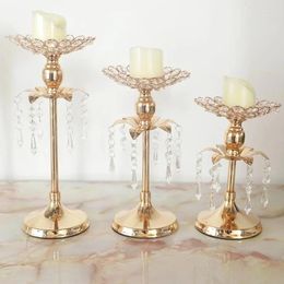 Candle Holders 2024 Gold Crystal Holder Wedding Decoration Table Centrepieces Candelabra Birthday Party Flower Vase Home Decor