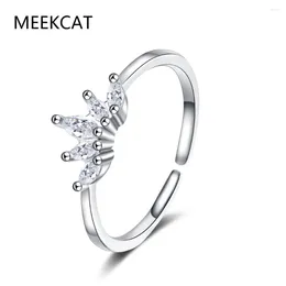 Cluster Rings Fashion 925 Sterling Silver Simple Crown Finger Ring Elegant Clear Zircon For Women Girls Party Accessories Jewelry JZ1284