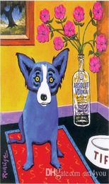 ABSOLUT VODKA BLUE DOG Real High Quality Handpainted Wall Art Oil painting On Canvas Home Decor Multi sizes Frame Option a1254167364