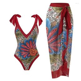 Women's Swimwear Vintage Ethnic Print Two Piece Swimsuit For Women Strapless Female Bandeau Beach Bathing Suit