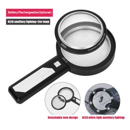 Lighted Magnifying Glass 5X 10X 15X Handheld Magnifying with 8 Led Lights, Optical Lens Illuminated Magnifier For Reading Repair
