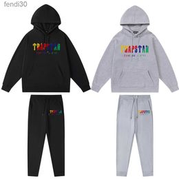 Trapstar Oversized Hoodie Mens Trapstar Tracksuit Designer Shirts Print Letter Luxury Black and White Grey Rainbow Color Summer Sports Fashion Cotton Cord Top U8DT