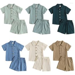 Clothing Sets Cotton Baby Boy Clothes Set Summer Casual Solid Tops Shorts For Boys Toddlers 2 Pieces Kids Outfits