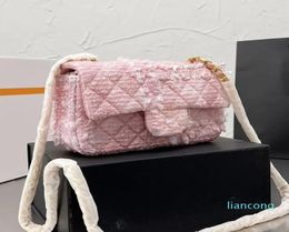 Pink Tweed Classic Mini Flap Bags Chain Luxury Designer Women Purse Handbags2657219