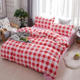 Bedding Sets Pink Plaid 4pcs Girl Boy Kid Bed Cover Set Duvet Adult Child Sheets And Pillowcases Comforter 2TJ-61017