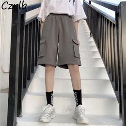 Women's Shorts Loose Cargo Women Sporty Streetwear Unisex Fashion Ins Ulzzang Bf Casual Wide Leg Summer Cool Pockets Students Chic