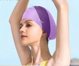 Womens Long Hair Swimming Hat Fashion Waterproof Silicone Sports Adult Long Hair Enhanced Protection Swimming Hat 240517