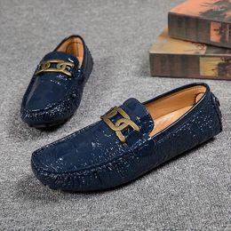 Casual Shoes Leather Men 2024 Women Loafers Moccasins Breathable Slip On Black Driving Male Plus Size 35-48