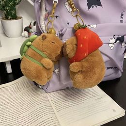 3PCS Capybara Plush Keychain Cute Bag Pendant Creative Fluffty Animals Keyring Kawaii Stuffed Doll Keychains Birthday Gift