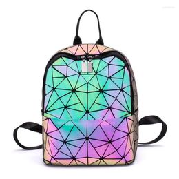 Backpack Style Luminous Women Backpacks Fashion Girl Daily Hologram Female Geometry Purse Folding Bags Travel School Bag