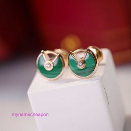 Luxury gold Carttrrie earrings V-gold UFO shaped earrings for women rose gold malachite green set with carbon diamond earrings SWTI