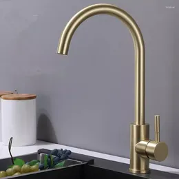 Kitchen Faucets Tuqiu Brushed Gold Faucet SUS304 Sink Mixer Tap 360 Degree Rotation Torneira Cozinha Taps