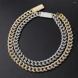 Chains HIP HOP 15MM Cuban Link Chain 2Row Iced Out Rapper Heavy Necklaces For Men Women Choker Jewellery Long Clasp