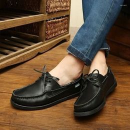 Casual Shoes 2024 Boat For Men Genuine Leather Black Driving Moccasins Mens Handmade Man Rubber Flats