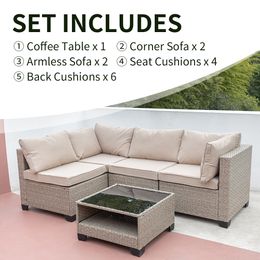 5-piece set with waterproof gray thick mat and storage table, suitable for courtyards, lawns, and gardens