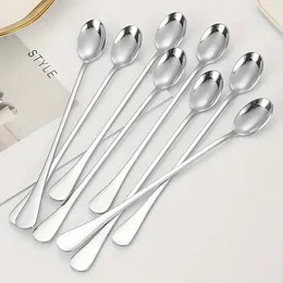 Spoons 8pcs Steel Long Handled Ice Tea Coffee Cream Stirring Soup Kitchen Accessories Tableware