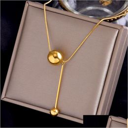 Pendant Necklaces Fashion Jewelry Round Ball Titanium Stainless Steel Necklace For Women Choker Chain Drop Delivery Pendants Dhgarden Dhclu