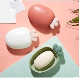 Soap Box Bathroom Accessories Dish Plate Cute Portable Carrot Fruits Soap Rack Home Shower Travel Hiking Holder Container