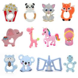 Teethers Toys LOFCA 1 piece Unicorn Teeth Silicone Bisphenol A Non Koala Toddler Toy for Teeth Animals Owl Rodent Baby Gift Birth pacifier chain S52112