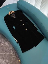 Spring Black Solid Colour Single-Breasted Dress Long Sleeve V-Neck Buttons Short Casual Dresses D4J261556