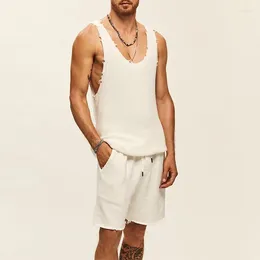Men's Tracksuits Retro Knitted Suit Two-piece Summer Fashion Vest And Shorts Set Casual Clothing