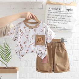 Clothing Sets Designer Baby Boy Outfit Set 2024 Summer Full Printed Letter Heart O-neck Short Sleeve T-shirts And Shorts Kids Boys Clothes