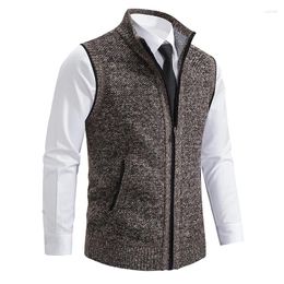 Men's Sweaters Male Vest Cardigan Sleeveless Knit Jackets Men Fashion Casual Vets Outwear Man Clothes Brown Waistcoat