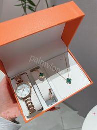 Designer watch+Bracelet+necklace A set of gift boxes womens fashion Watches Full Stainless steels Women gold silver Colour Wristwatches female watch with box