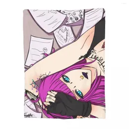 Blankets Made Of Pages Blanket Gothic Punk Cartoon Pink Hair Custom Outdoor Throw On The Bed Cute