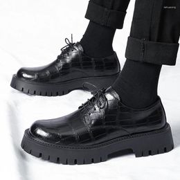 Casual Shoes High Quality Men Streetwear Fashion Business Thick Platform Leather Wedding Loafers Harajuku Korean