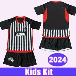 2024 Club de Cuervos VINIEGRA Kids Kit Soccer Jerseys BRAVO SANJUAN TAMAYO Home Black White Child Suit Football Shirts Short Sleeve Uniforms