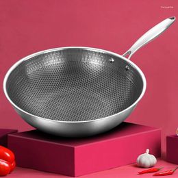 Pans 32cm Stainless Steel Wok Uncoated Non-stick Pan Gas And Induction Cooker