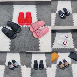 Luxury kids interlocking G holes slippers rubber slides baby slip on flat mule embossed branded sandals boy girls fashion summer beach sandal pool waterproof shoes